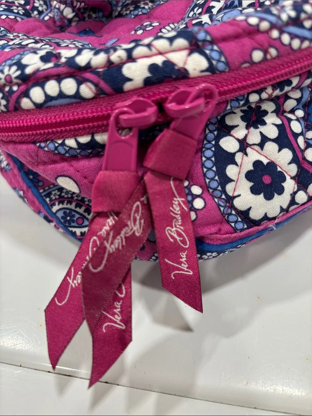 Vera Bradley Round Paisley Travel Cosmetic Case in Boysenberry Print